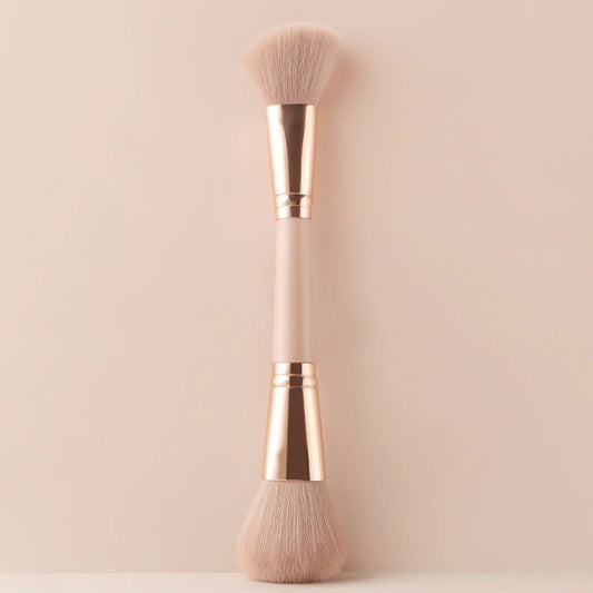 Single Dual-Ended Beauty Brush, Round Blush Brush + Large Powder Brush Soft Bristle Facial Makeup Tool