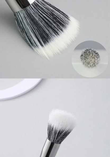 Pointillator brush Blush brush Pure wool flat head Cangzhou makeup brush Soft bristle wooden handle Beauty tool